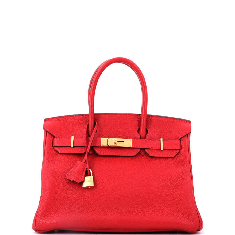 Hermes Birkin 30 Red Clemence with Gold Hardware